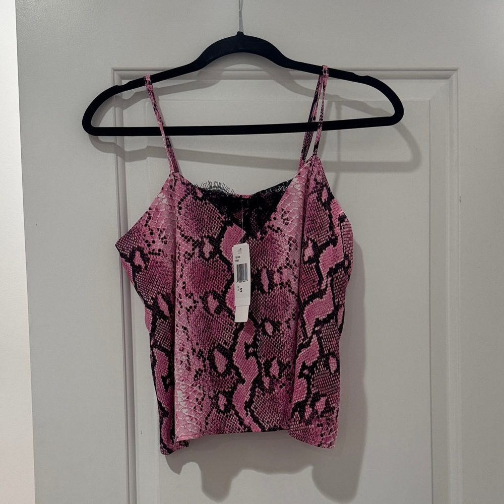 Chic Pink Snake Print Camisole